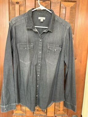 Calvin Klein jeans washed gray denim cowboy shirt